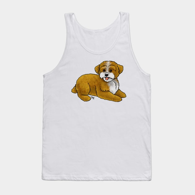 Dog - Yorkipoo - Red and White Tank Top by Jen's Dogs Custom Gifts and Designs